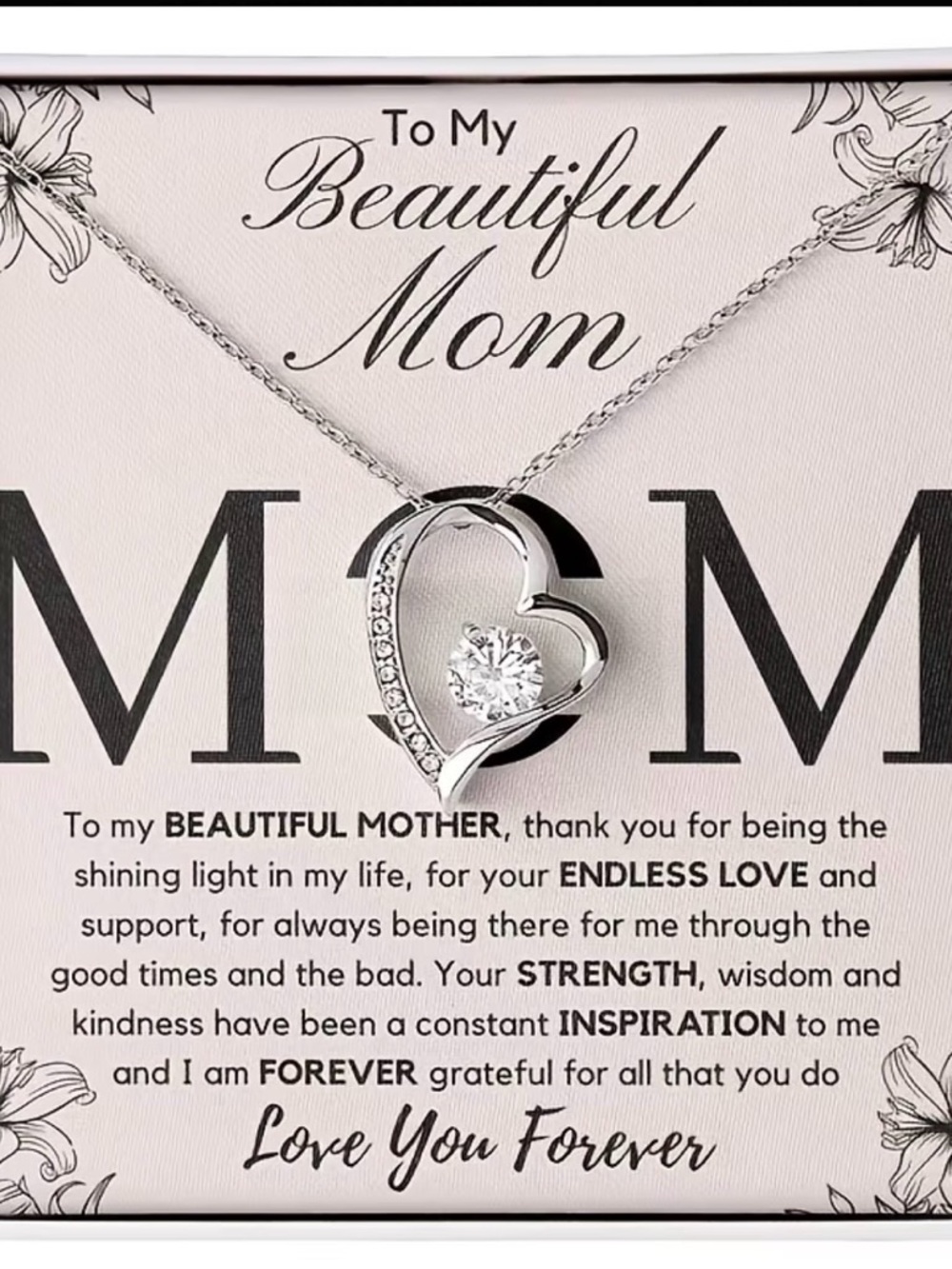 Heart Pendant Necklace for Mom